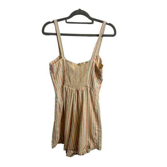 Urban Outfitters Linen Blend Button Down Stripe Billie Romper - Picture 2 of 11